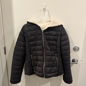 Women's Black Quilted Jacket with Cream Lining